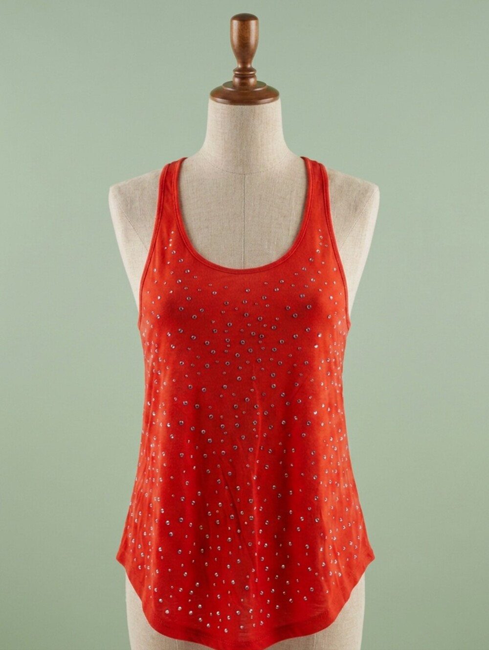 NWT Irreplaceable Red Rhinestone Bedazzled Racerback Tank Top Flared Medium